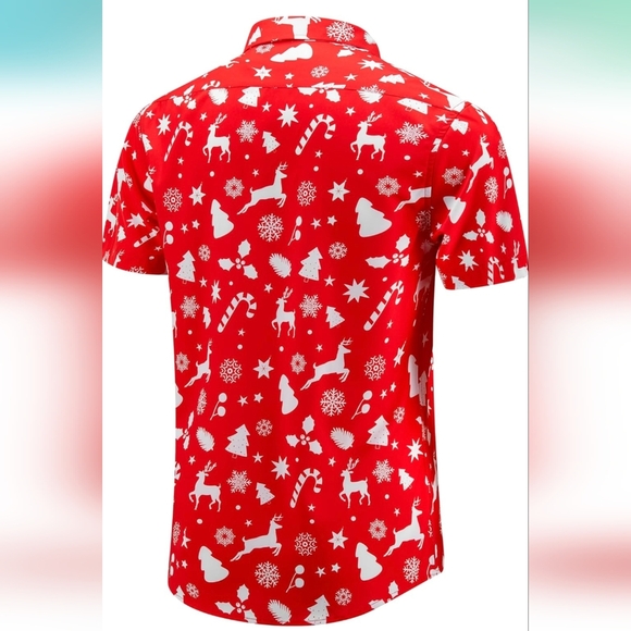 Christmas Hawaiian Button Down Shirt for Men Xmas Santa Printed - Picture 3 of 8